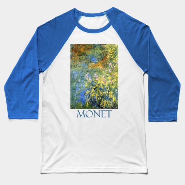 Irises by the Pond by Claude Monet Baseball T-Shirt by Naves